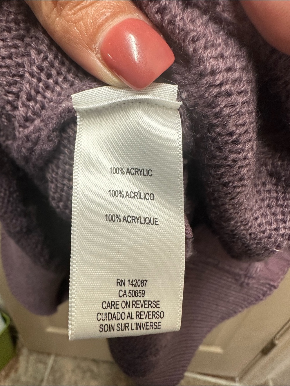 Simply Noelle Lavender Cable Knit Lace-Up V-Neck Sweater - Picture 5 of 5